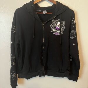 Disney World 100th Anniversary Mickey & Friends Black Zip Hoodie Sweatshirt Sz L